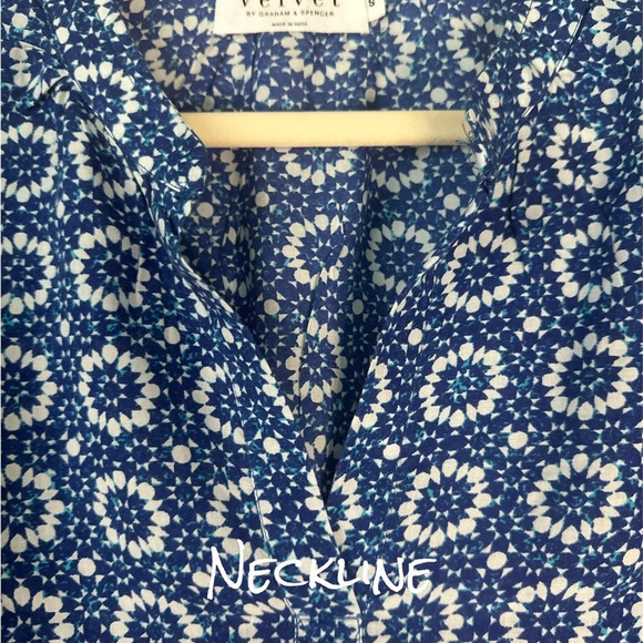 VELVET By Graham & Spencer Printed Blue & White Long Sleeves BNWT Small - Picture 5 of 10